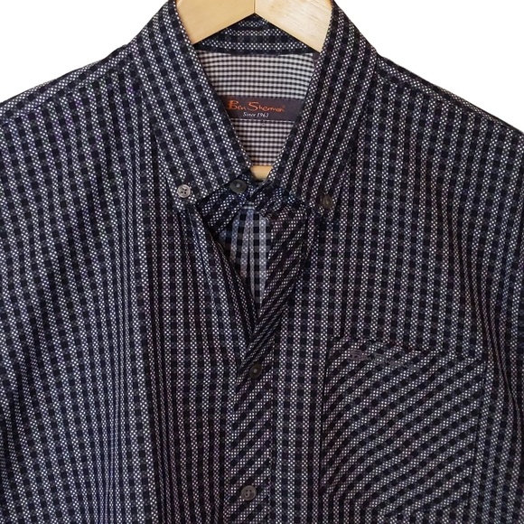 Ben Sherman Black and White Long Sleeve Button Down Shirt SZ M - Picture 4 of 14